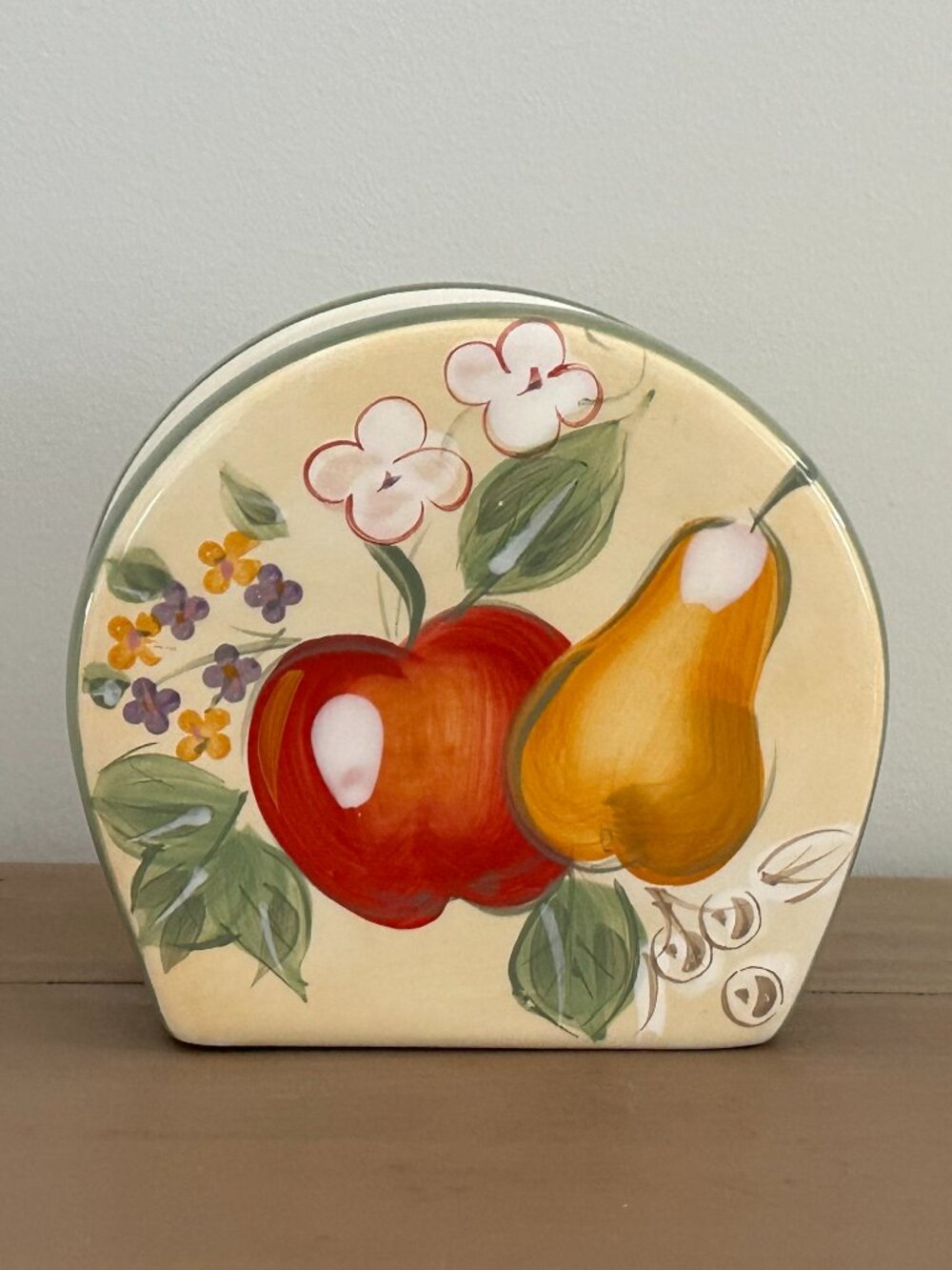 Gibson Home Fruit Grove Beautiful Napkin Holder Fruit & Flowers Pattern